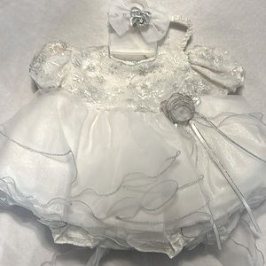 Baby girl white and silver dress NWT